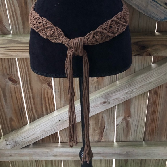 Handmade Dark Brown Cotton Macrame Adjustable Length Hip Belt - Picture 2 of 6